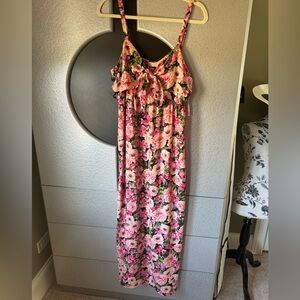 NWT Ophelia R Size Large Black with pink floral maxi dress